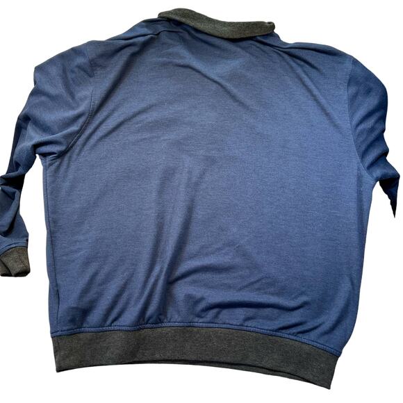Pebble Beach Performance Golf 1/4 Zip Pullover L Dark Blue w/ Grey Contrast Trim - Picture 3 of 8